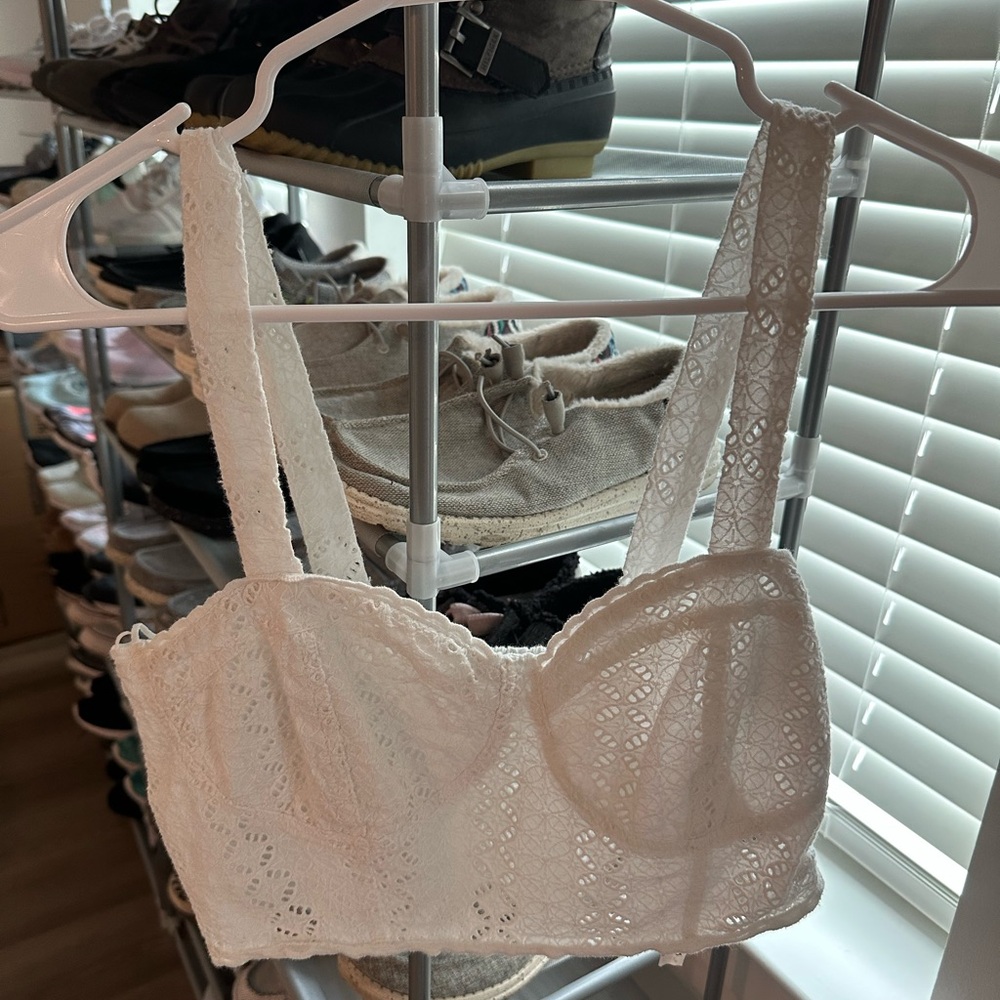 Zara White Lace Longline Bralette Top
